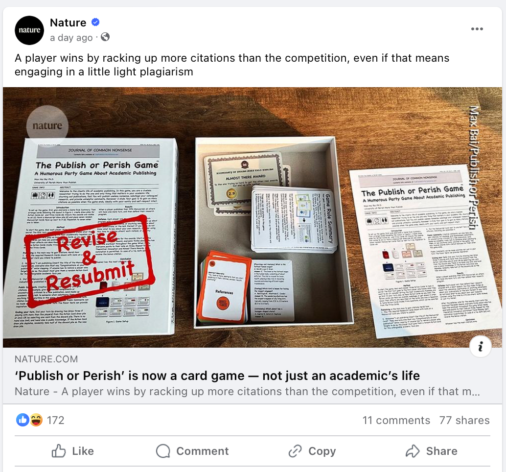 Nature — ‘Publish or Perish’ is now a card game — not just an academic’s life. News feature.