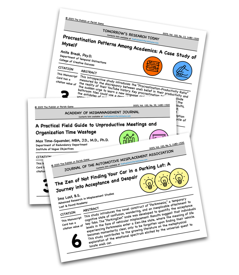 Example Publish or Perish manuscript cards
